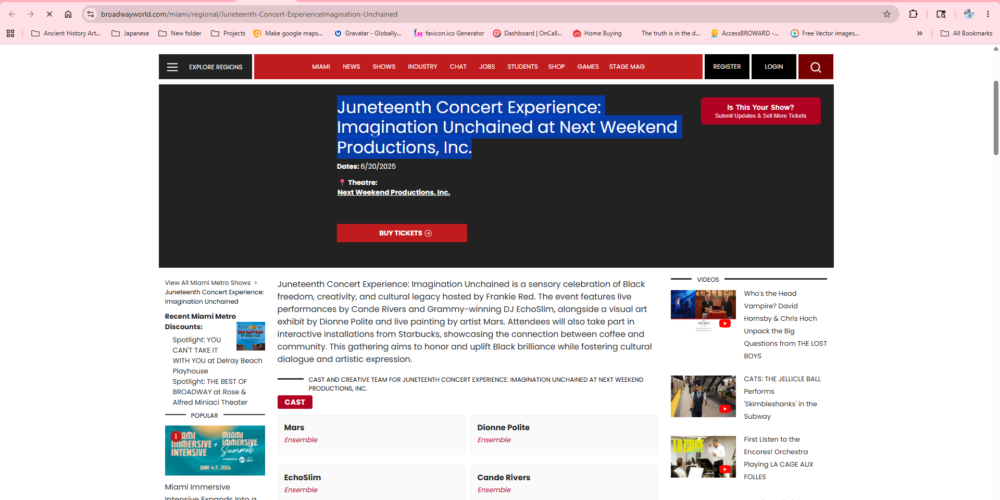Juneteenth Concert Experience: Imagination Unchained at Next Weekend Productions, Inc.
