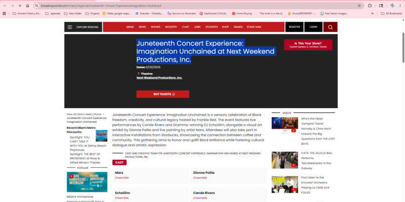 Juneteenth Concert Experience: Imagination Unchained at Next Weekend Productions, Inc.