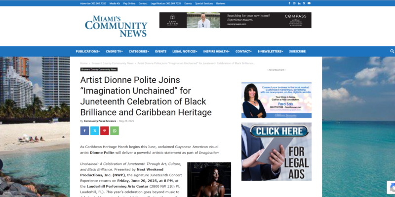 Artist Dionne Polite Joins “Imagination Unchained” for Juneteenth Celebration of Black Brilliance and Caribbean Heritage