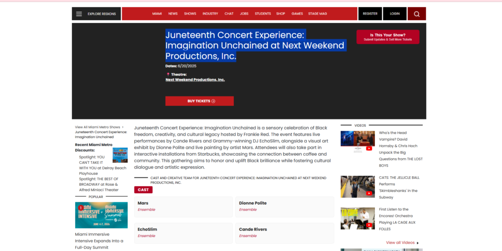 Juneteenth Concert Experience: Imagination Unchained at Next Weekend Productions, Inc.