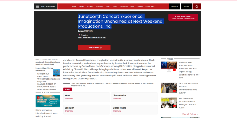 Juneteenth Concert Experience: Imagination Unchained at Next Weekend Productions, Inc.